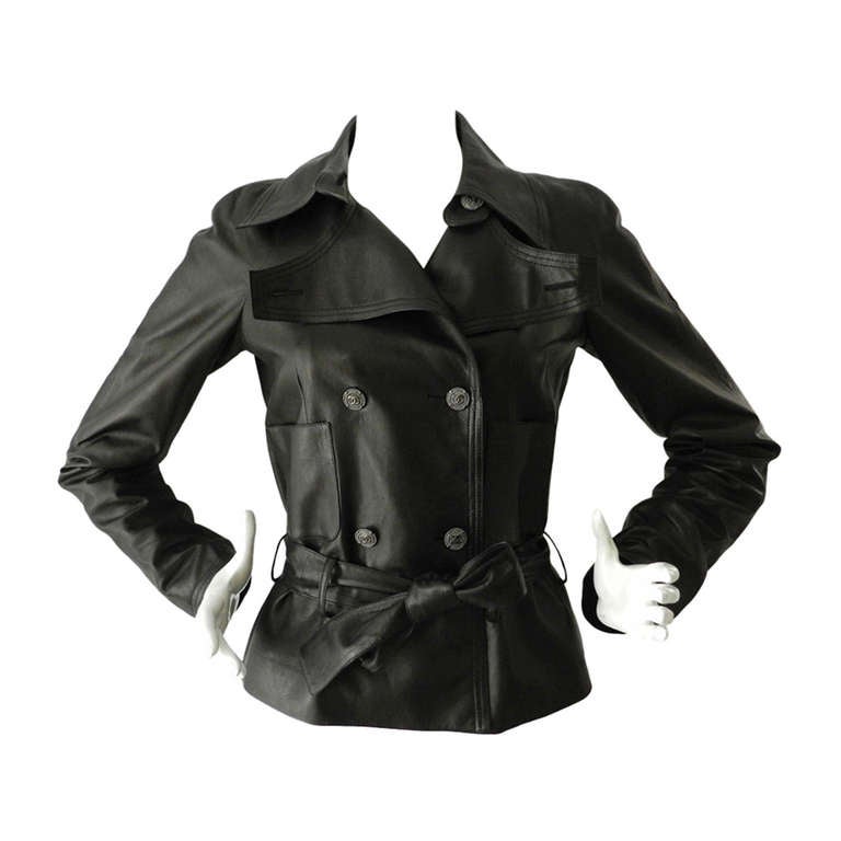 Chanel Black Lambskin Leather Short Jacket