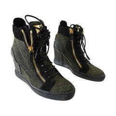 Giuseppe Zanotti Gold Glitter Lorenz Wedge Sneakers