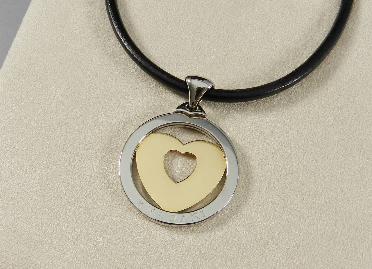 Bulgari Gold Tondo Heart Necklace In Excellent Condition In Toronto, ON