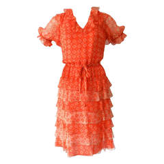 Chanel 01P Art Deco Orange Silk Dress