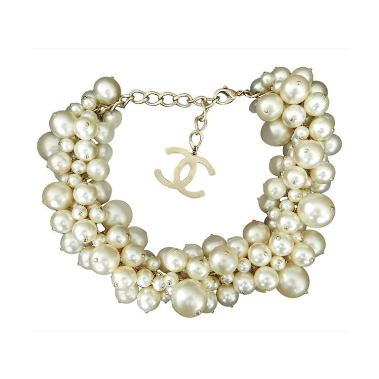 aprococo - CHANEL 2013 C pearl necklace*necklace & earrings set pastel  colored striped