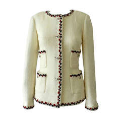 Chanel 11P Ivory Jacket with Navy/Red Trim