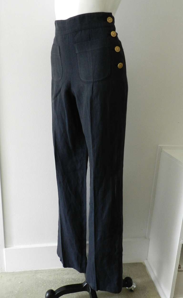 Chanel 2010 Resort Runway Navy Linen Pants Suit 3