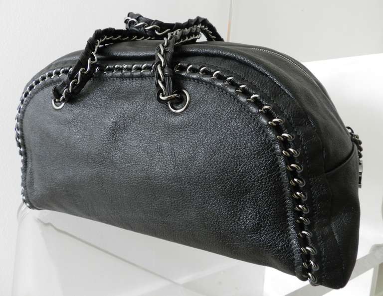 Chanel Luxe Ligne Black Bowler Bag In Excellent Condition In Toronto, ON