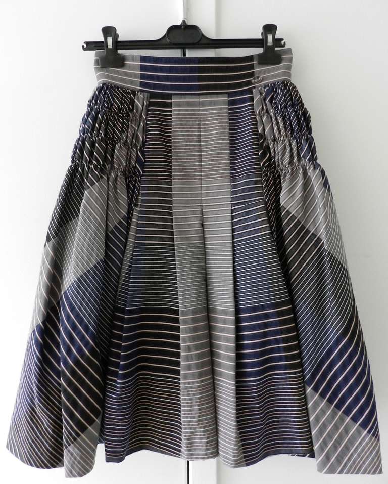 Chanel 08P Navy Cotton Striped Jacket and Skirt Suit In Excellent Condition In Toronto, ON