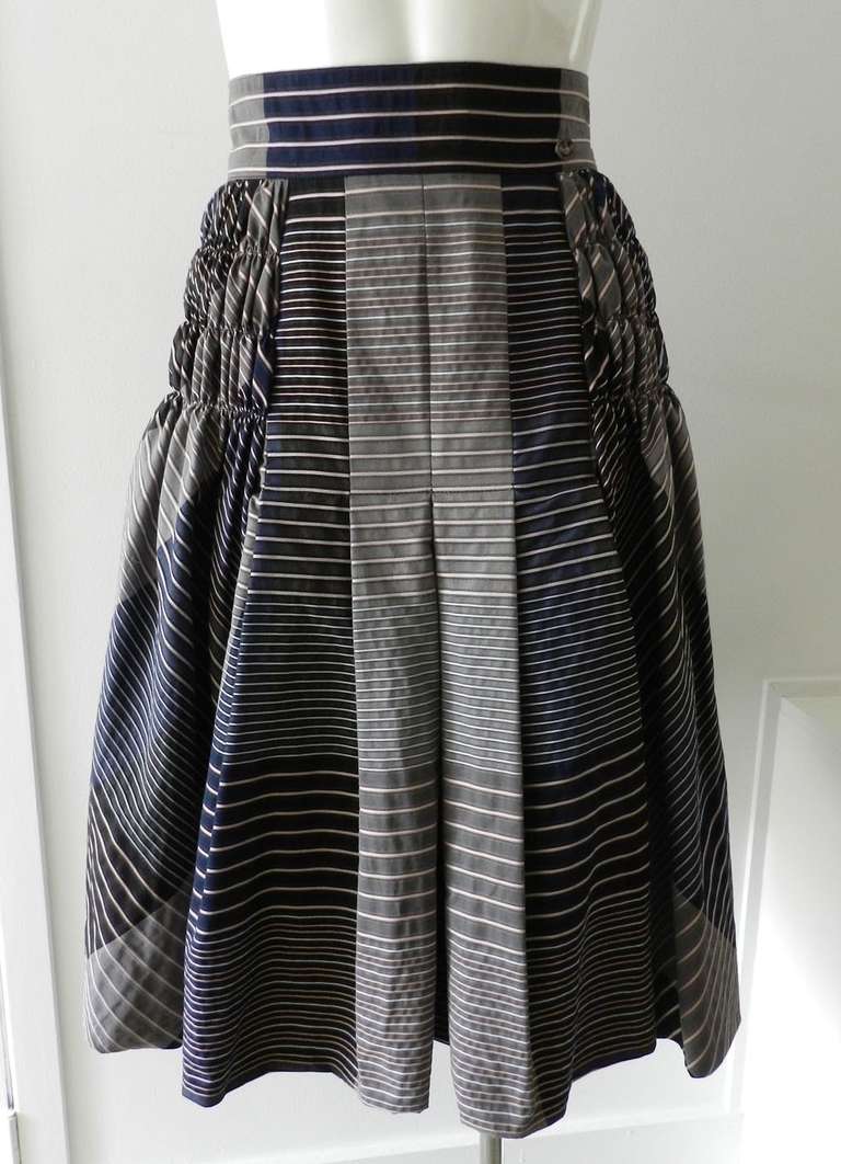Chanel 08P Navy Cotton Striped Jacket and Skirt Suit at 1stdibs