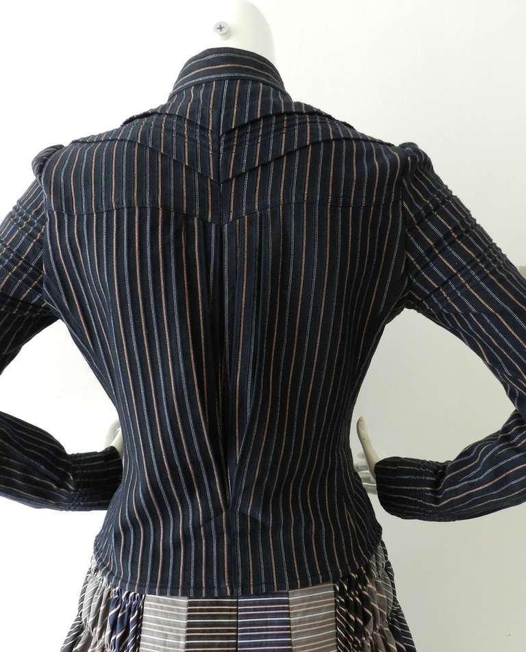 Chanel 08P Navy Cotton Striped Jacket and Skirt Suit 2