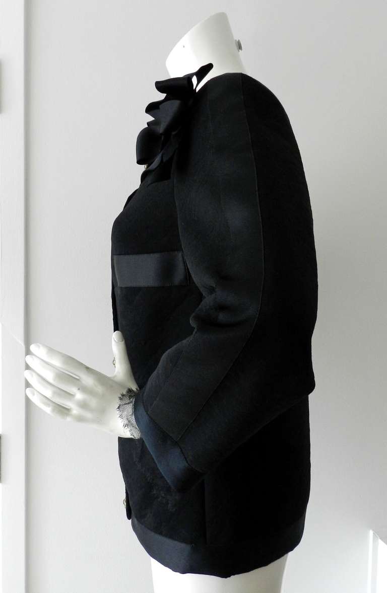 Chanel 10P Black Silk Trim Jacket with Gripoix Buttons 1