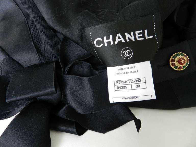 Chanel 10P Black Silk Trim Jacket with Gripoix Buttons 4