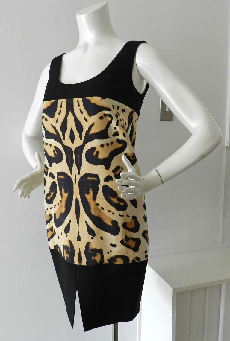 Giambatista Vali Animal Print Linen Shift Dress In Excellent Condition In Toronto, ON