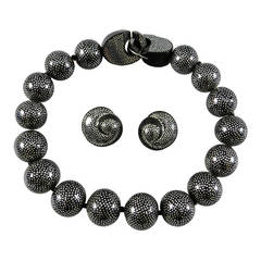 Patricia von Musulin Ebony Sterling Inlay Demi Parure Necklace Earrings