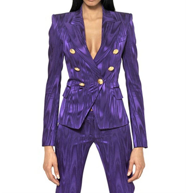 Balmain Purple Blazer with Silver Buttons