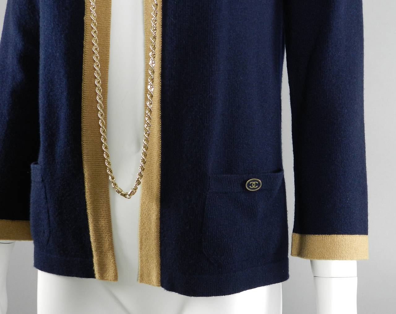 chanel navy cardigan