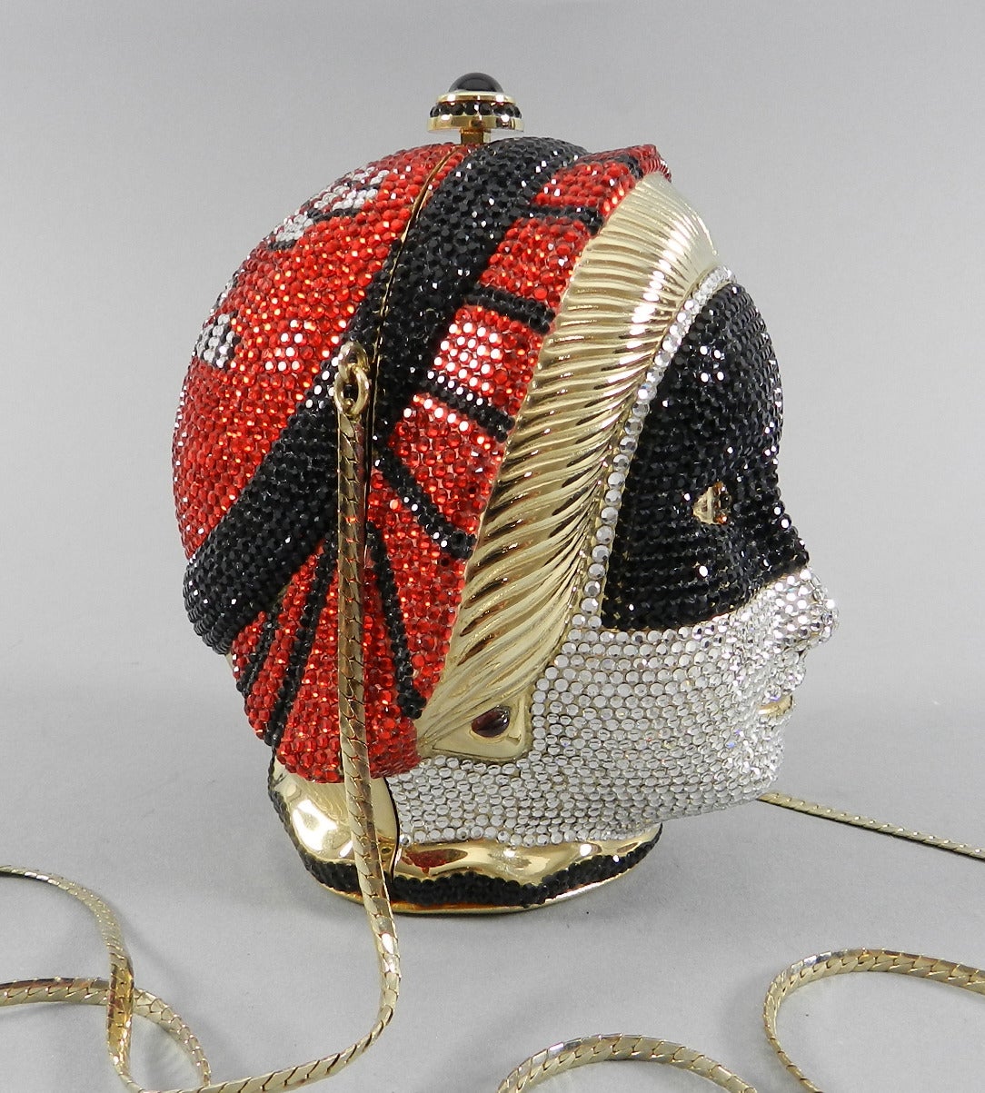 Judith Leiber Harlequin Jeweled Minaudiere Evening Bag In Excellent Condition In Toronto, ON