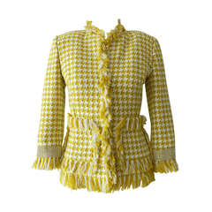 Dolce & Gabbana Yellow and White Jacket with Crystal Trim