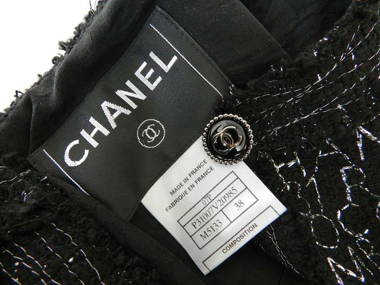 Chanel 07P Black Jacket with Silver Logo Embroidery 2