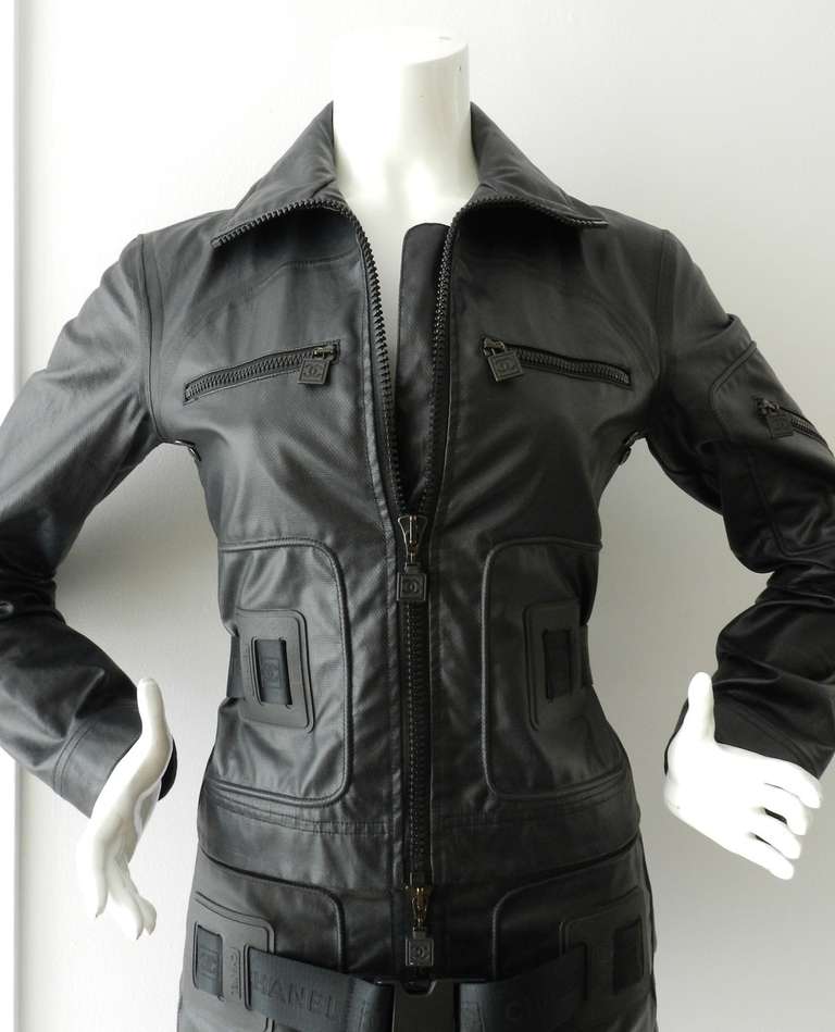 Chanel Black Rubber Techno Jacket at 1stdibs