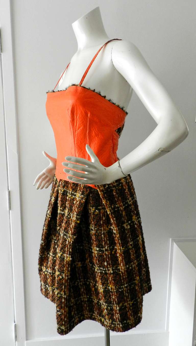 Junya Watanabe Comme des Garcons Tweed & Orange Rubber Dress In New Condition In Toronto, ON