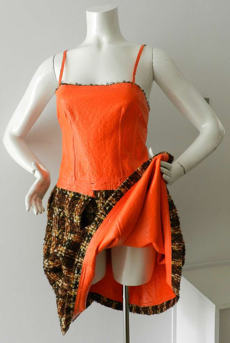 Women's Junya Watanabe Comme des Garcons Tweed & Orange Rubber Dress