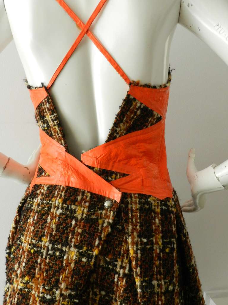 Junya Watanabe Comme des Garcons Tweed & Orange Rubber Dress 1