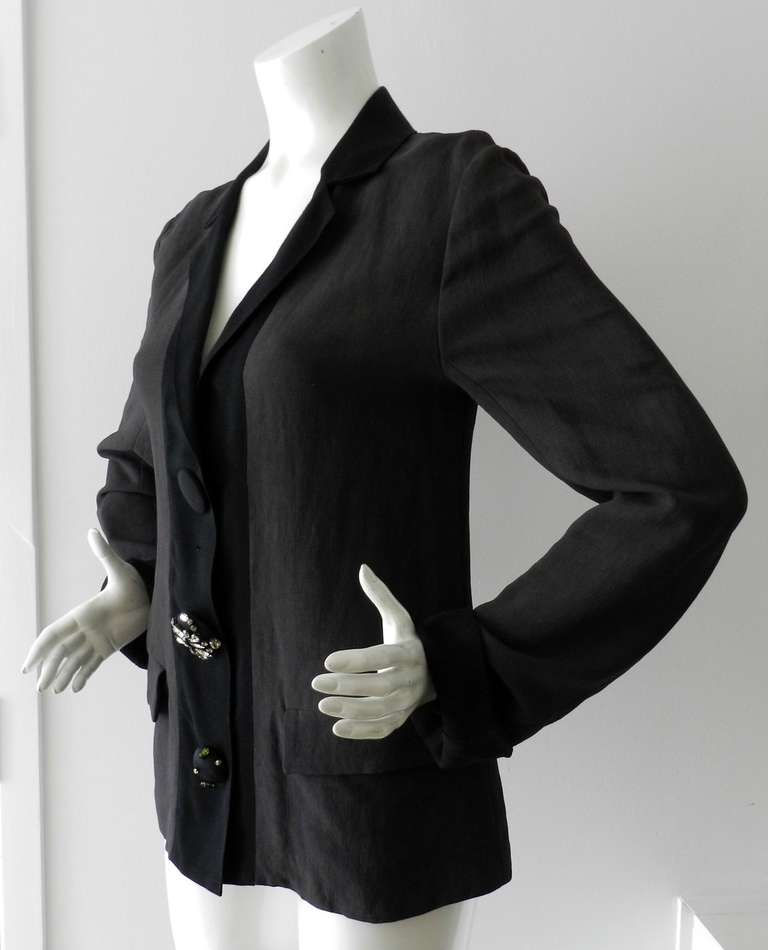 Lanvin Charcoal Grey Jacket With Rhinestones