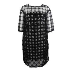 Chanel 13P Runway Black Sheer Mesh & Pearl Dress
