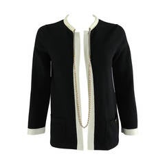 Chanel 11P Black Cashmere Cardigan with Gold Chain