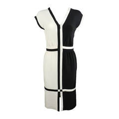 Chanel 2012 Resort Runway Black White Graphic Silk Dress
