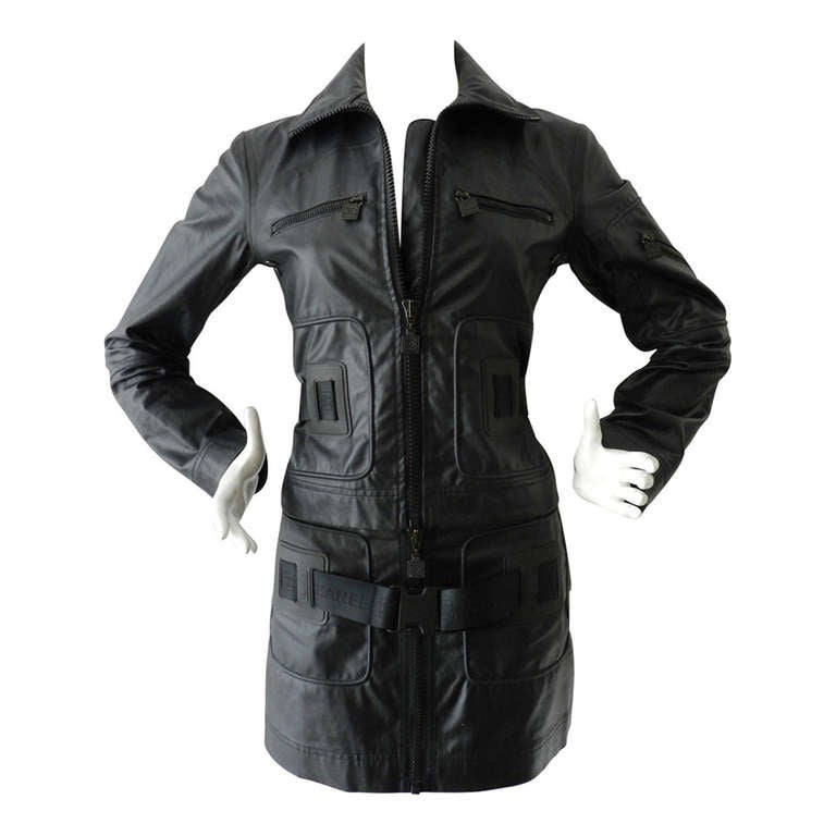 Chanel Black Rubber Techno Jacket