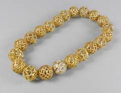 Angela Cummings 18K Gold Open-Work Ball Diamond Pave Necklace