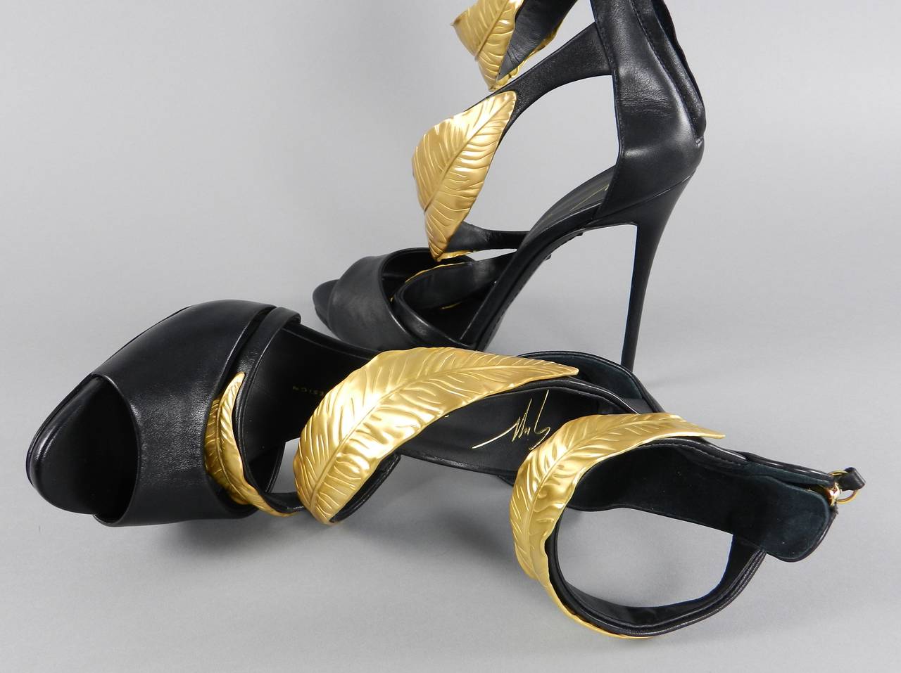 giuseppe zanotti gold leaf heels