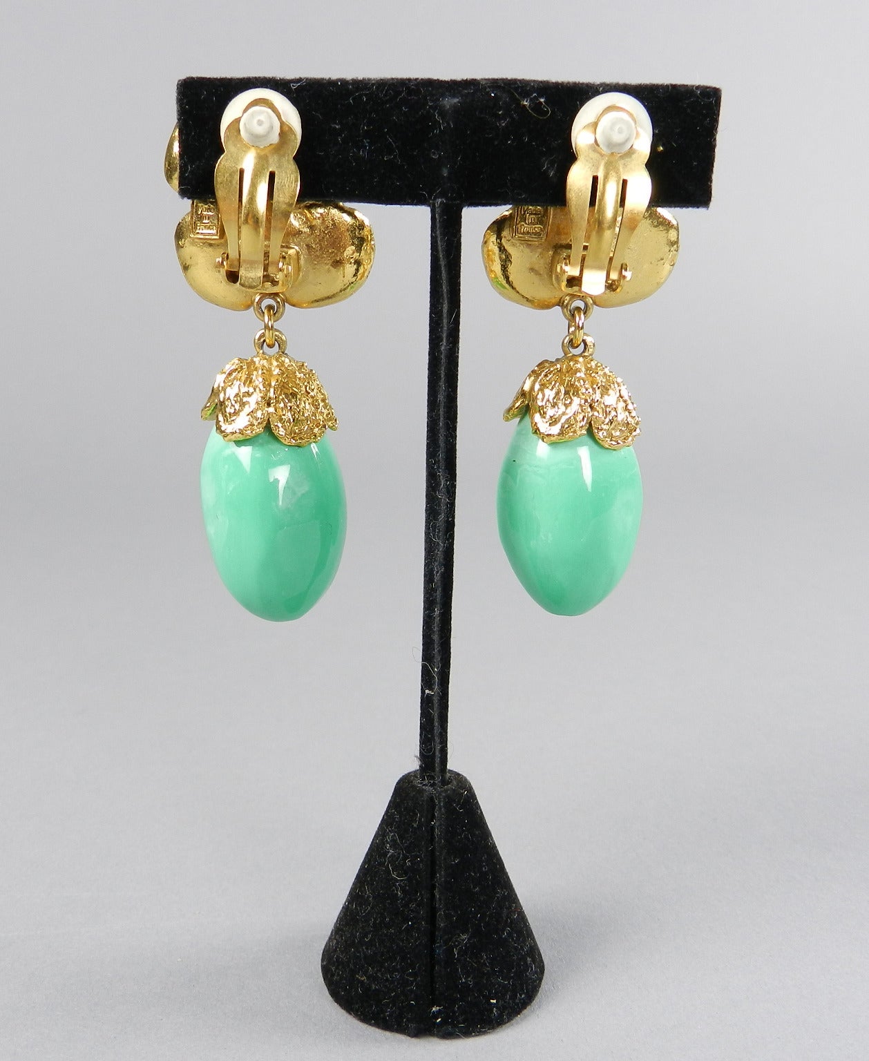 Women's Vintage YSL Yves Saint Laurent Mint Green Drop Earrings