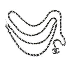 Chanel 04P Brushed Silver & Black CC chain Belt