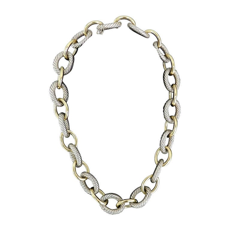 David Yurman XL Oval Links Sterling 18K Necklace