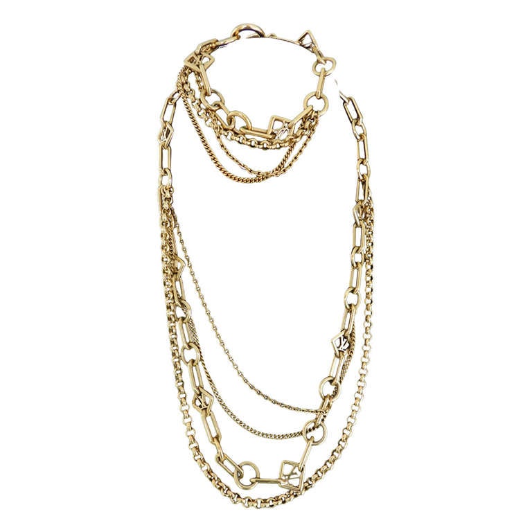 Louis Vuitton Las Vegas Multi Chain Necklace and Bracelet