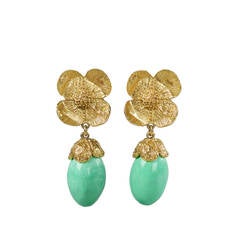 Vintage YSL Yves Saint Laurent Mint Green Drop Earrings