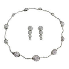 Angela Cummings Platinum and Diamond Necklace & Earrings Set