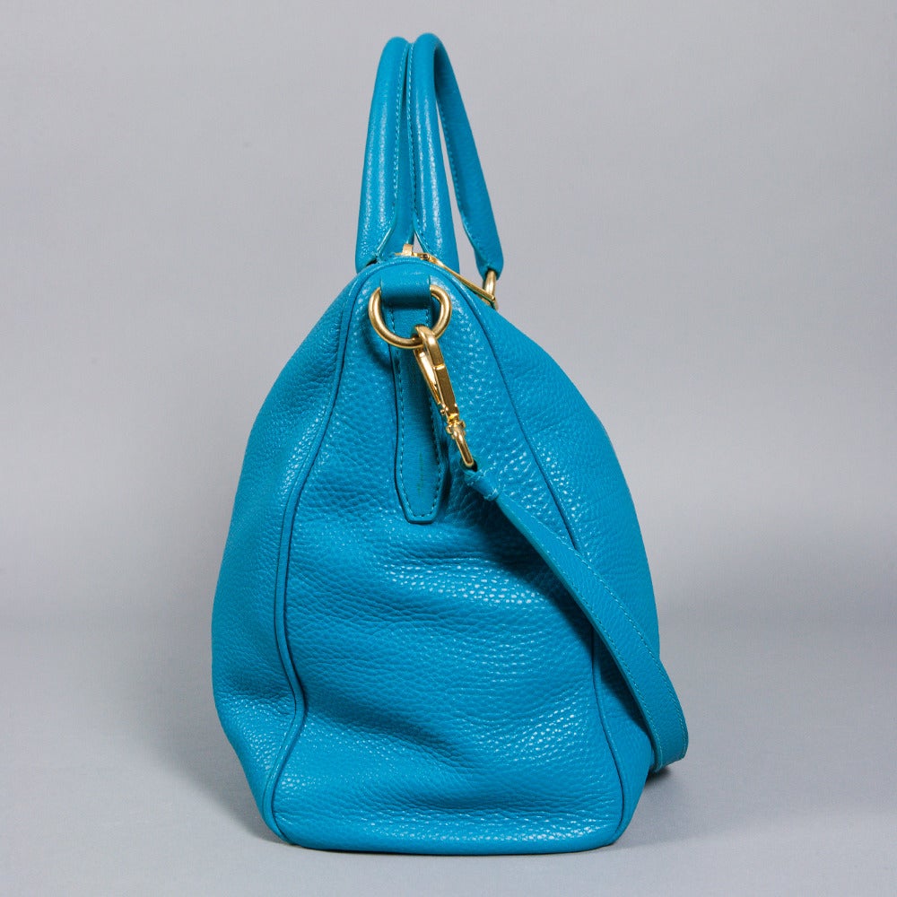 Prada Turquoise Leather Large Shoulder Bag Purse at 1stdibs  