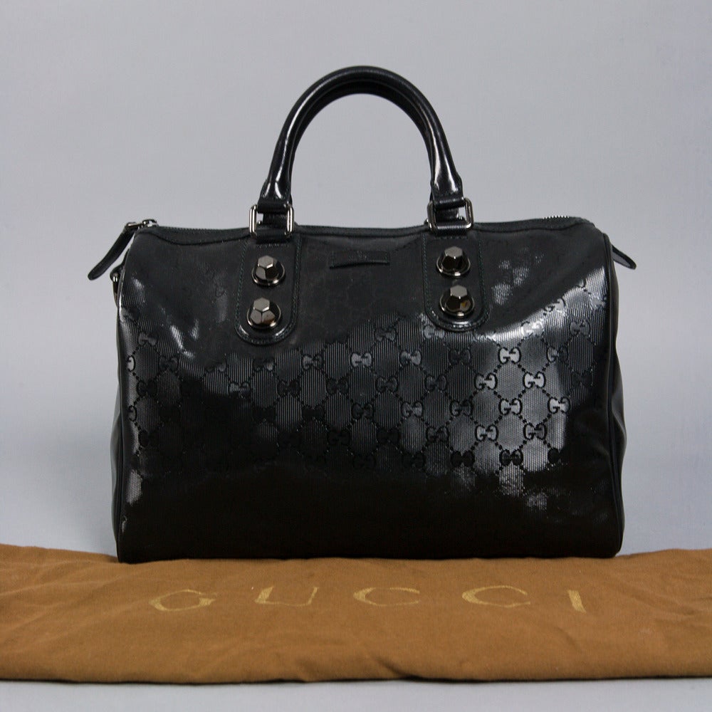 Women's Gucci Imprime Joy Boston Black Monogram Doctor Bag