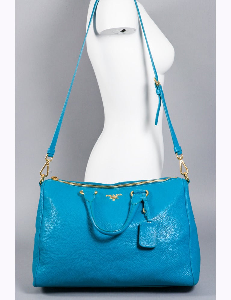 Prada Turquoise Leather Large Shoulder Bag Purse at 1stdibs  