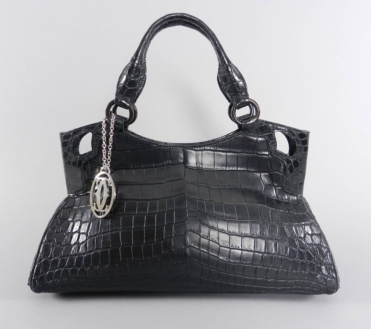 Cartier Marcello de Cartier Black Matte Crocodile Bag Purse 1