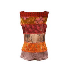 Jean Paul Gaultier Fall 2002 Runway Orange Pink Brocade Tank Top