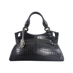 Used Cartier Marcello de Cartier Black Matte Crocodile Bag Purse