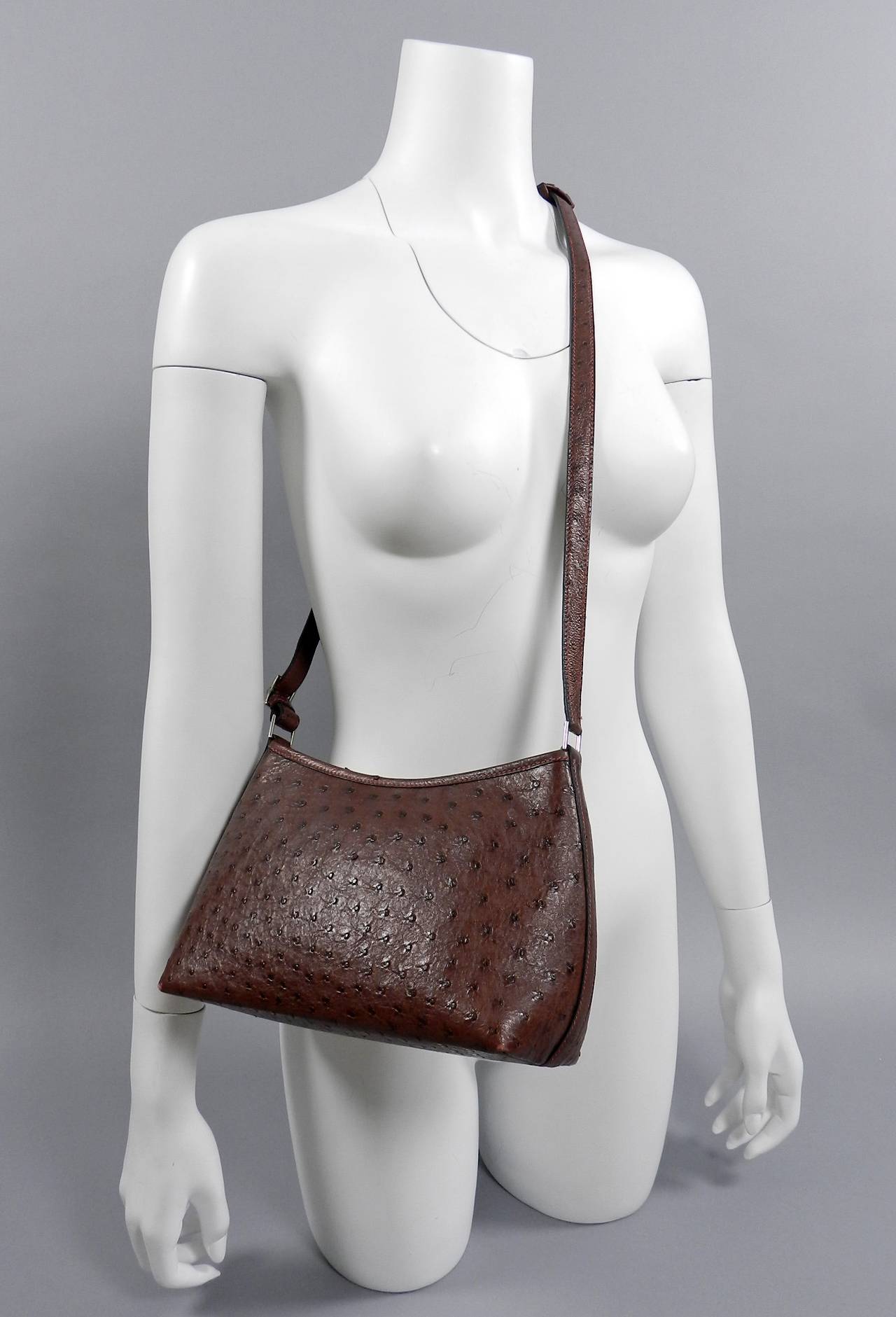 Women's Hermes Burgundy Berlingot Ostrich Bag Purse
