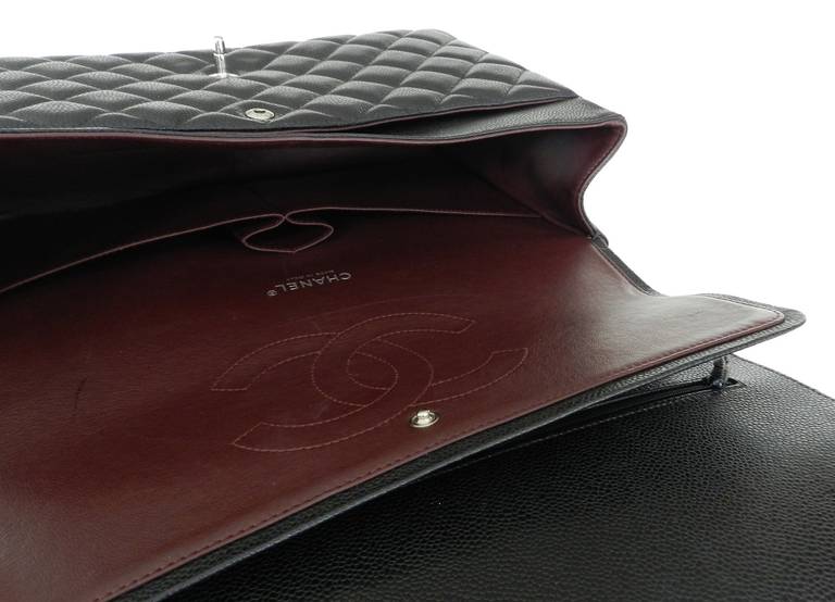 Chanel Black Caviar Maxi Flap Bag - Silvertone Hardware 6