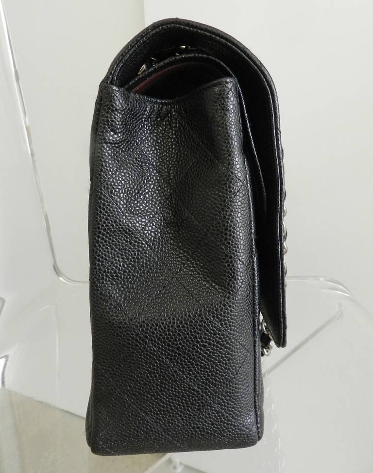 Chanel Black Caviar Maxi Flap Bag - Silvertone Hardware 2