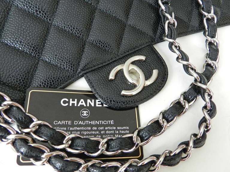 Chanel Black Caviar Maxi Flap Bag - Silvertone Hardware 4