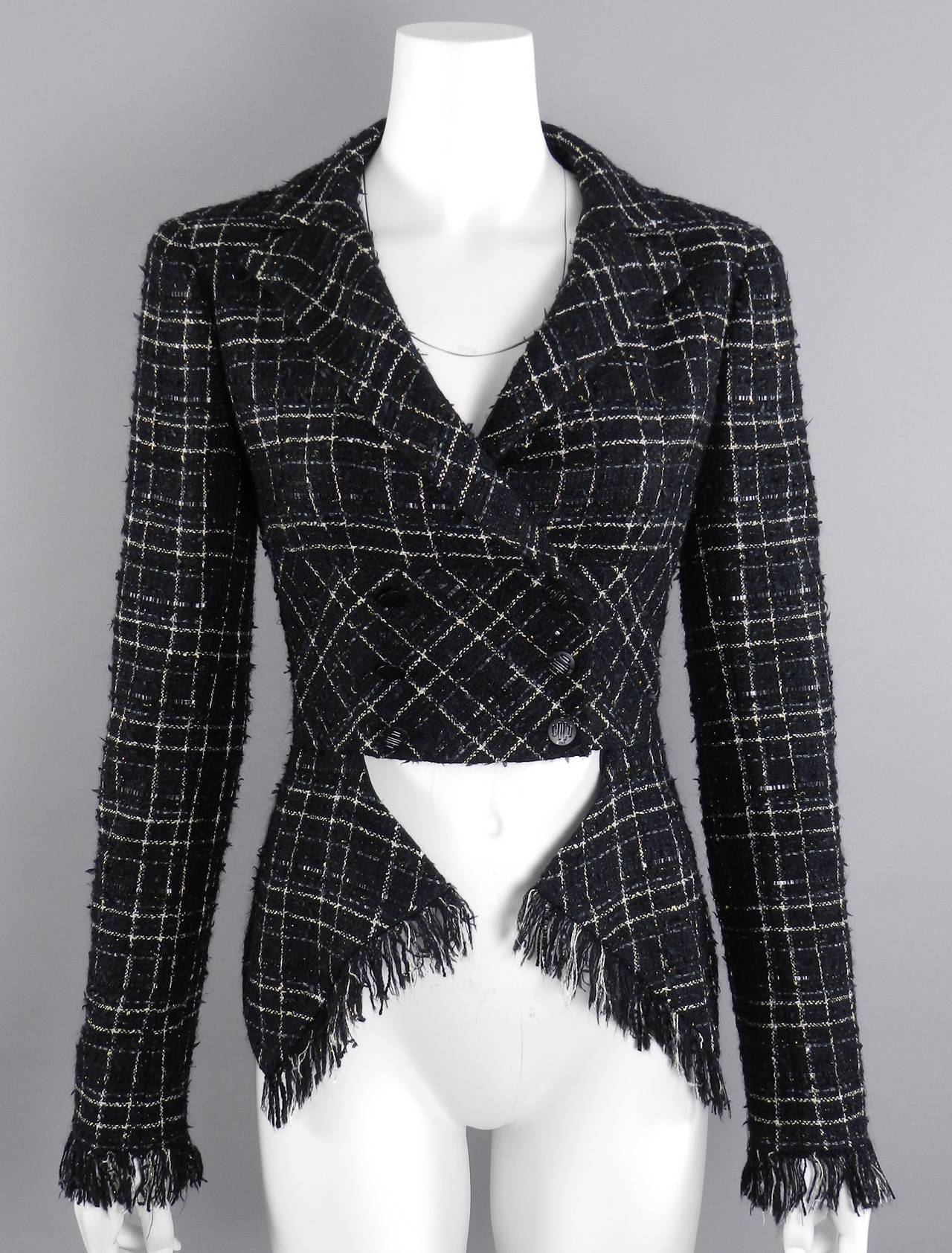 Chanel 08C Black Tweed Jacket with Gold Thread 5