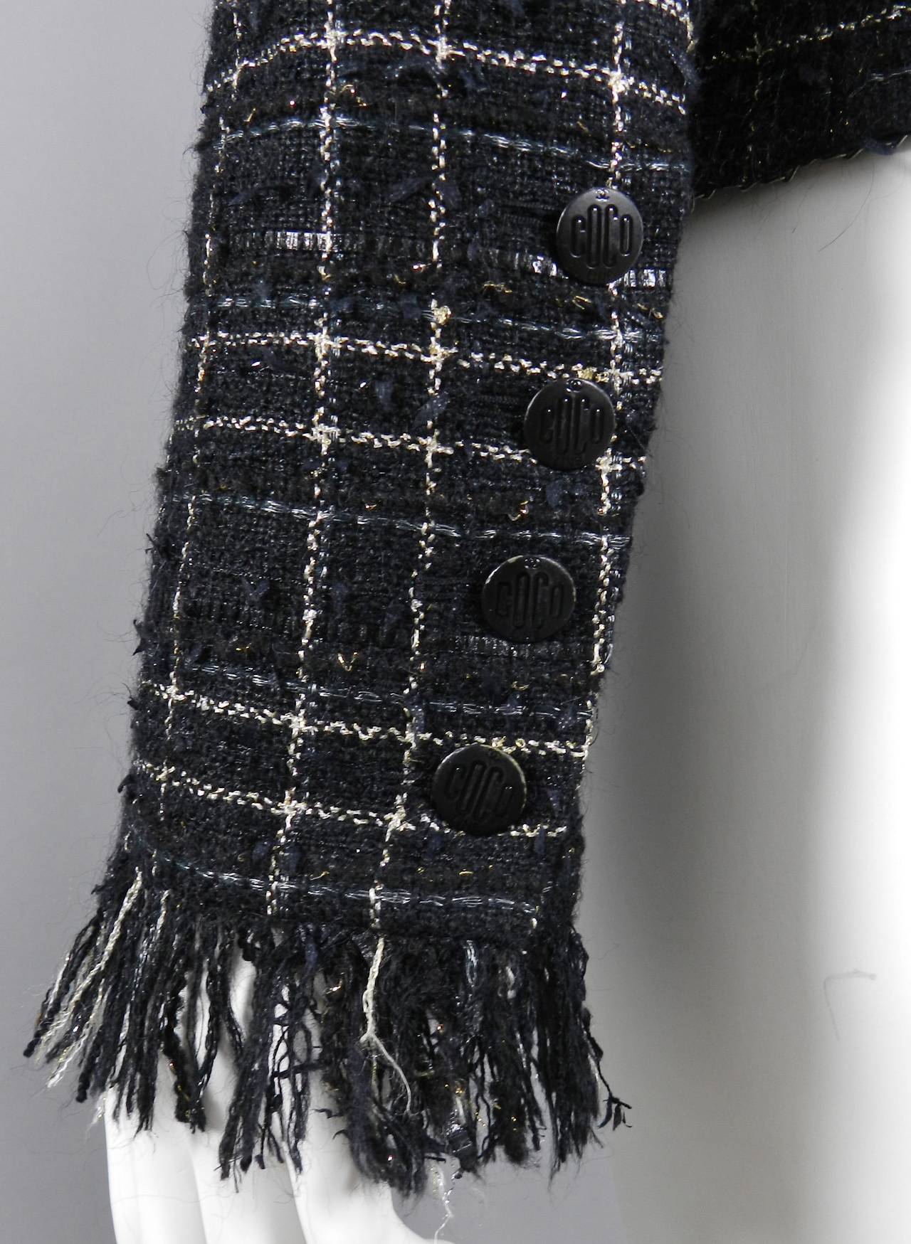 Chanel 08C Black Tweed Jacket with Gold Thread 2