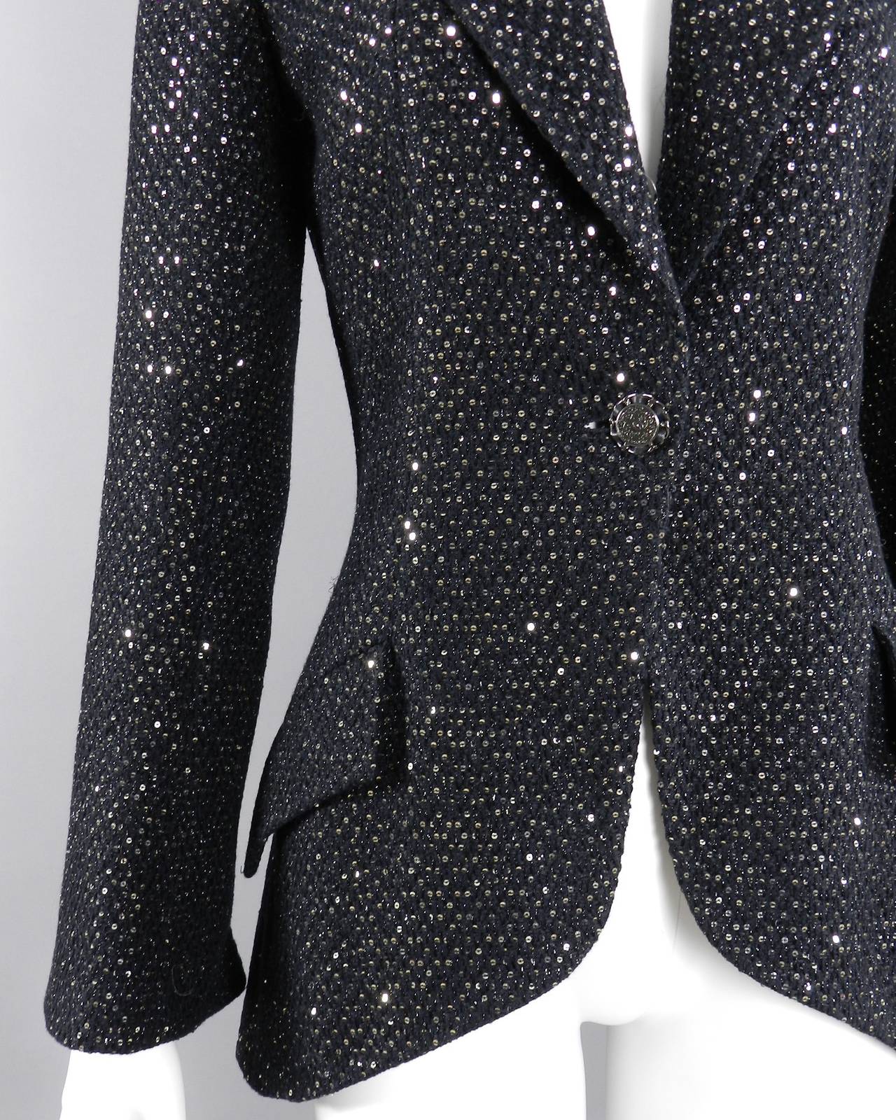 Chanel 11C Black Ad Campaign / Runway Jacket with Silver Sequins 2